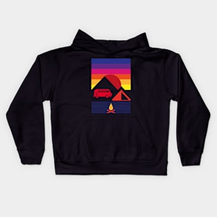 Camping and kombi at sunset Kids Hoodie